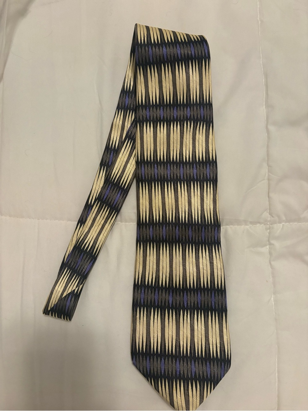 Mulberry Cream and Navy Geometric Silk Tie